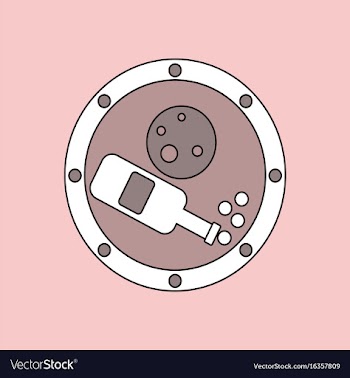 Flat icon design collection planet and bottle vector image