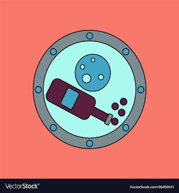 Flat icon design collection planet and bottle vector image