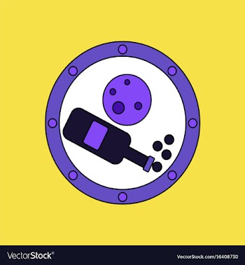 Flat icon design collection planet and bottle vector image