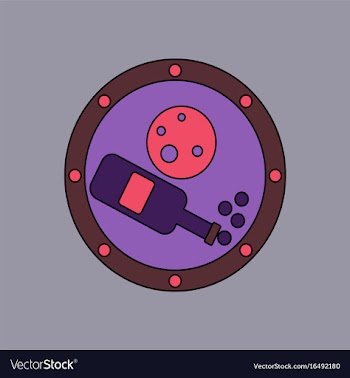 Flat icon design collection planet and bottle vector image