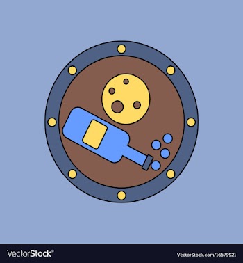 Flat icon design collection planet and bottle vector image