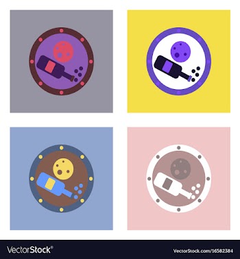 Flat icon design collection planet and bottle vector image