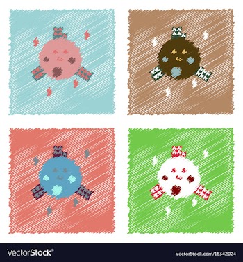 Flat icon design collection planet and buildings vector image