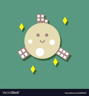Flat icon design collection planet and buildings vector image