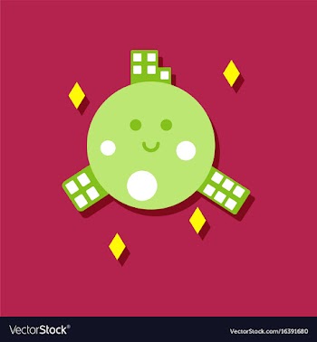 Flat icon design collection planet and buildings vector image