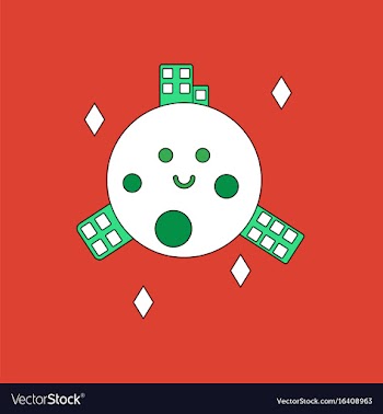 Flat icon design collection planet and buildings vector image