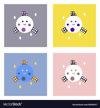 Flat icon design collection planet and buildings vector image