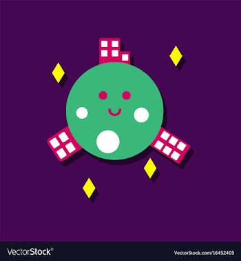 Flat icon design collection planet and buildings vector image