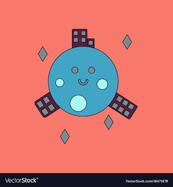 Flat icon design collection planet and buildings vector image