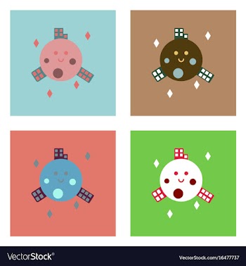 Flat icon design collection planet and buildings vector image