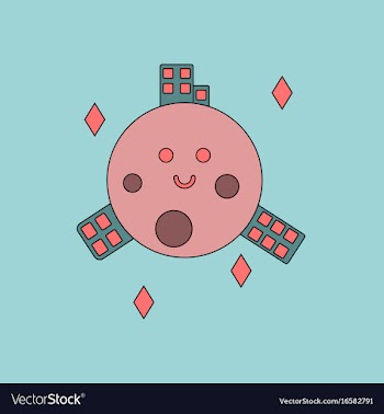 Flat icon design collection planet and buildings vector image