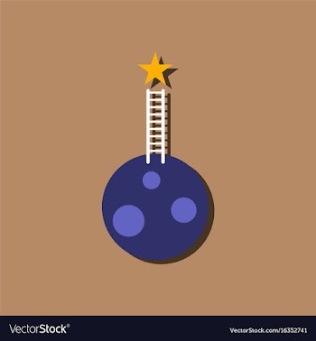 Flat icon design collection planet and ladder in vector image