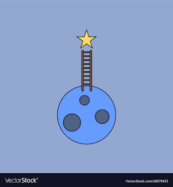 Flat icon design collection planet and ladder vector image