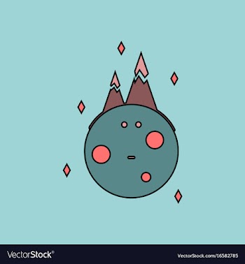 Flat icon design collection planet and mountains vector image