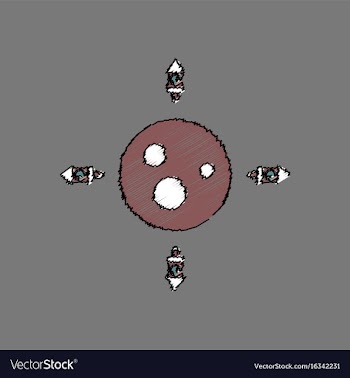 Flat icon design collection planet and rockets in vector image