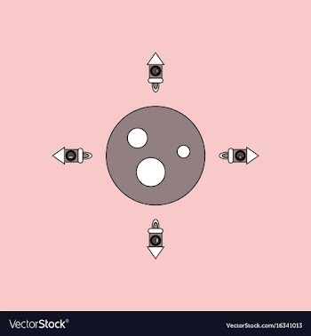 Flat icon design collection planet and rockets vector image