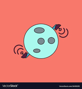 Flat icon design collection planet and satellite vector image