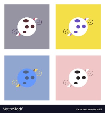 Flat icon design collection planet and satellite vector image