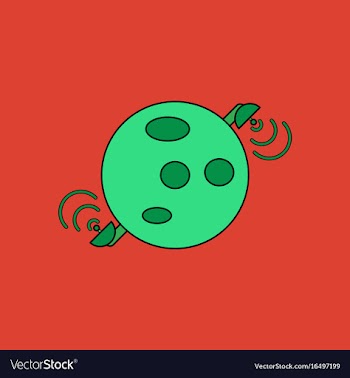 Flat icon design collection planet and satellite vector image