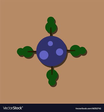 Flat icon design collection planet and trees in vector image