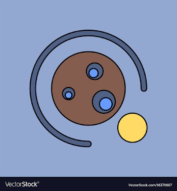 Flat icon design collection planet orbit and moon vector image