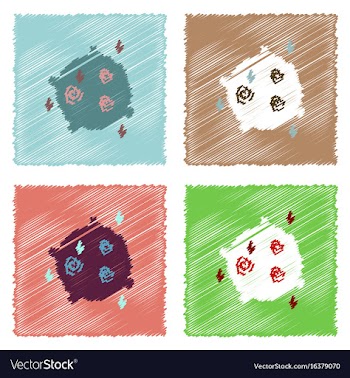 Flat icon design collection planet orbit and moon vector image