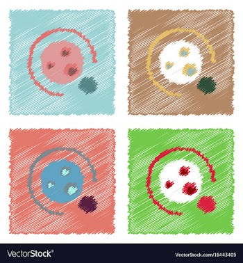 Flat icon design collection planet orbit and moon vector image