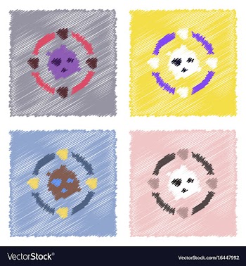 Flat icon design collection planet orbit and moon vector image