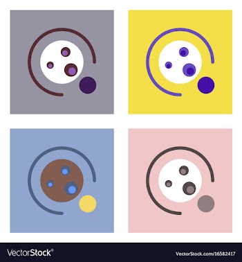 Flat icon design collection planet orbit and moon vector image