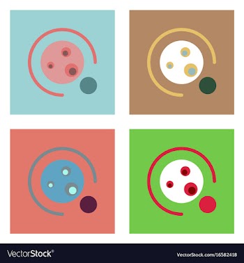 Flat icon design collection planet orbit and moon vector image
