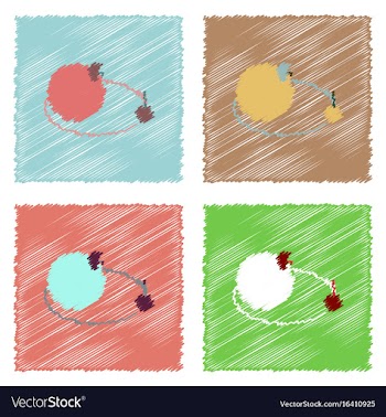 Flat icon design collection planets and moon in vector image