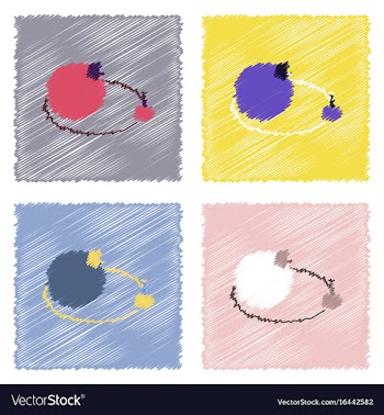 Flat icon design collection planets and moon in vector image
