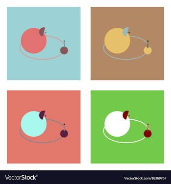 Flat icon design collection planets and moon vector image