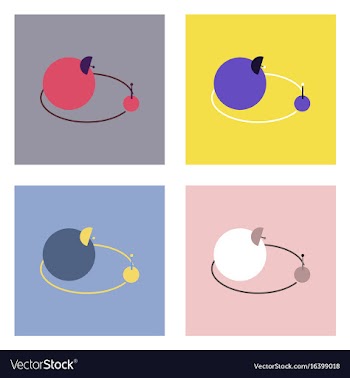 Flat icon design collection planets and moon vector image