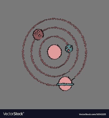Flat icon design collection planets and the orbit vector image