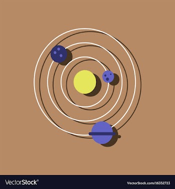 Flat icon design collection planets and the orbit vector image