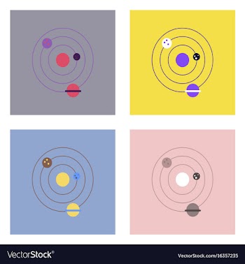 Flat icon design collection planets and the orbit vector image