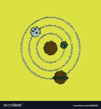 Flat icon design collection planets and the orbit vector image