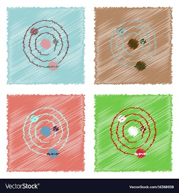 Flat icon design collection planets and the orbit vector image