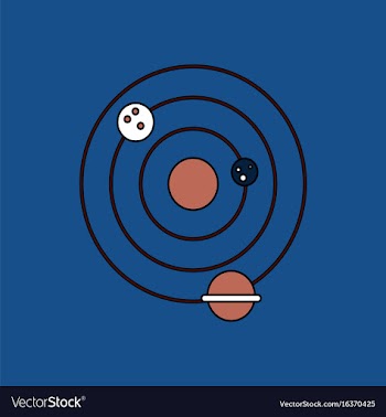 Flat icon design collection planets and the orbit vector image