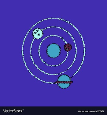 Flat icon design collection planets and the orbit vector image