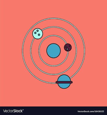 Flat icon design collection planets and the orbit vector image