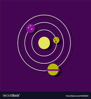 Flat icon design collection planets and the orbit vector image