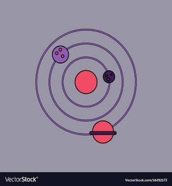 Flat icon design collection planets and the orbit vector image