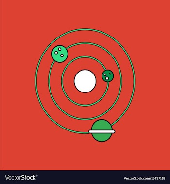 Flat icon design collection planets and the orbit vector image