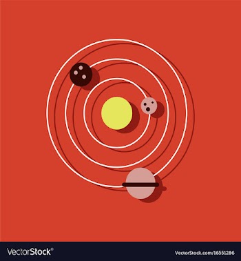 Flat icon design collection planets and the orbit vector image
