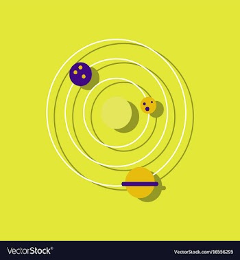 Flat icon design collection planets and the orbit vector image