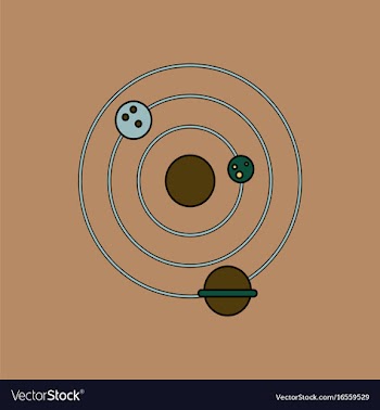 Flat icon design collection planets and the orbit vector image