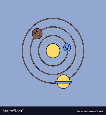 Flat icon design collection planets and the orbit vector image