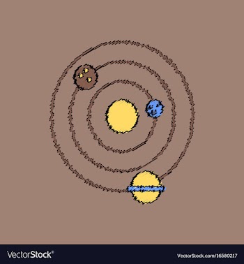 Flat icon design collection planets and the orbit vector image